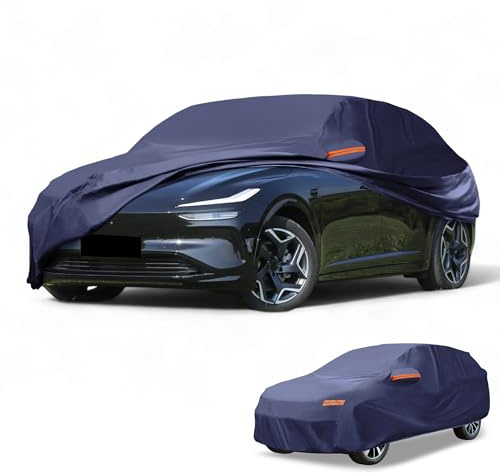 Partuto Helt yttre SUV bilöverdrag vattentätt alla väder för bilar utomhus fullt skydd regn sol UV-skydd 190T-PU marinblå passar för SUV-längd 182 cm till 190 cm