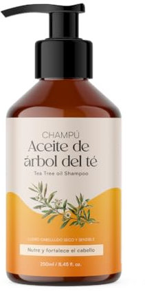 QKnatur - Champú de aceite del Árbol del Té (250 ml). Contiene Activos para Eliminar la Caspa. Ideal para el picor y la irritación. Para cuero cabelludo seco y sensible