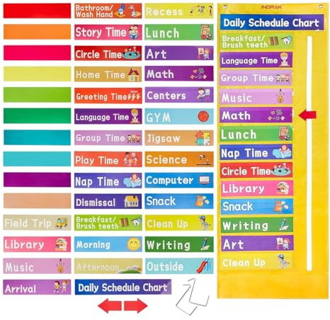 Tagesplan-Taschendiagramm, Stundenplan-Taschendiagramm, Bewegliche Pfeile zeigen Tagesplandiagramm an, Erleben Sie einen visuellen Zeitplan und ein Routinekalenderdiagramm für Schüler und Lehrer