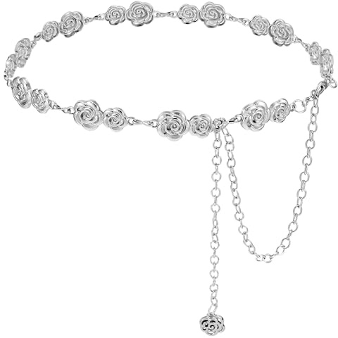 Metal Chain Belts for Women Adjustable Silver Waist Chain Jewelry Accessories for Dresses Jeans