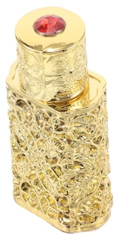 Healvian Perfume Aleación Diseño 3ml Botella de Recargable Vintage de Elegante en Vidrio Dorado para Uso Diario y Viajes