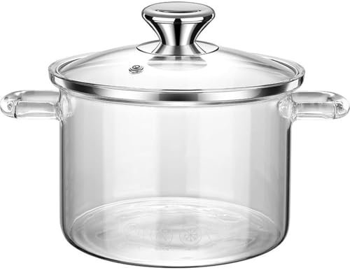 Pot de cocción de Vidrio de Cacerola de Vidrio, Olla de cocción a Fuego Lento de Vidrio de borosilicato con Tapa, Olla de cocción de Estufa Resistente al Calor para el Restaurante de Cocina en casa
