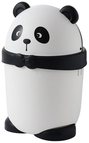 STOBAZA Bote de Basura de Dibujos Animados Tapa, Diseño Panda, Plástico Resistente, Adecuado para Habitación Infantil o Sala, Almacenamiento Práctico y Decorativo