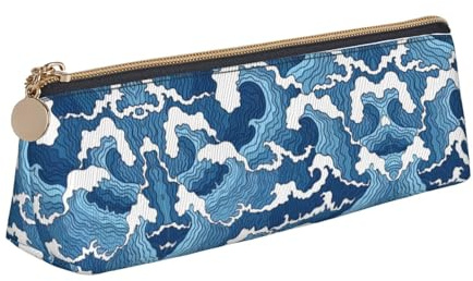 Ghjkfbf Astuccio in pelle con stampa di mare tempestoso, sacchetto con cerniera per articoli di cancelleria, piccola borsa per cosmetici
