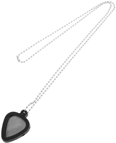 Gitarrenplektrum Halskette mit Plektrumhalter, 1 Satz Schwarz | Verstellbare Edelstahlkette, Silikon Detail, für Ukulele und E-bass, für Musiker