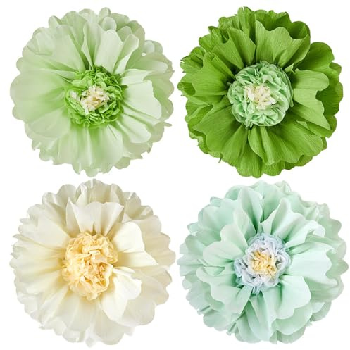 4 palline di carta a forma di fiore, 50 cm, grandi decorazioni in tessuto per fondali nuziali, baby shower, palle di nozze