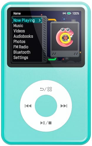 Innioasis Y1 MP3 Player - Zeitlose Klasse: 128 GB, Bluetooth, Video-Player, Hörbücher, FM-Radio und Touch Wheel-Steuerung（blau）