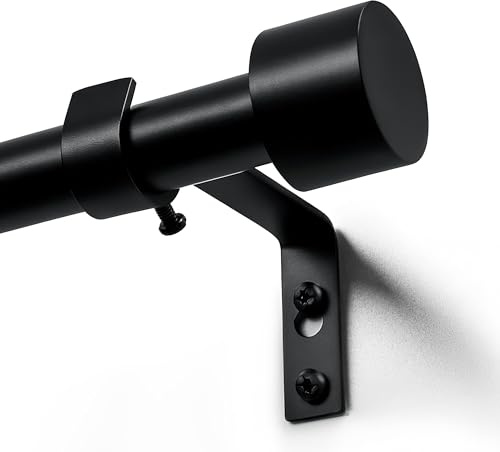 Deconovo Barra de Cortina Extensible Negro, 76–175 cm, Metal Ø19 mm, Robusta y Estable hasta 10 kg, Ideal para Dormitorio y Salón