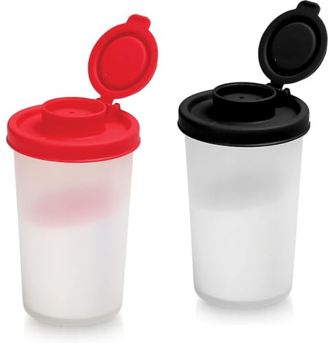 TooWoom Salt and Pepper Shakers with Moisture Proof Lids, Large Spice Dispenser for Sea Salt and Black Pepper, Plastic Salt Shakers for Kitchen, Camping, Travel, Picnic and Lunch Boxes