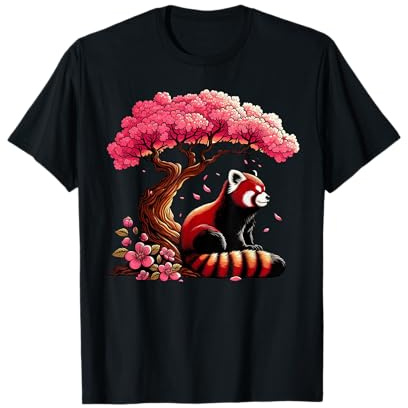 Panda Roux Cerisier en Fleurs Japonais Sakura Kawaii Art T-Shirt