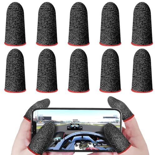 10 Stück Silberfaser Finger Sleeves Thumb Sleeve for Gaming Fingerschutz Finger Handschuhe Mobile Gaming Finger Sleeve Daumenhülsen Fingerabdeckung für Touchscreen Spiel Mobile