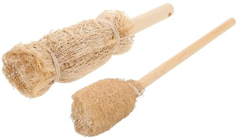 Mikinona 2pièces Brosse Luffa Naturel pour Biberons Goupillon de Rechange pour Outil de Nettoyage Manuel pour Gobelets et Tasses