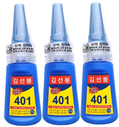 Colle 401 3 pièces Super colle polyvalente, adhésif instantané haute résistance, séchage rapide et faible blanchiment, adhésif de réparation pour céramique, plastique, bois, métal, ongles