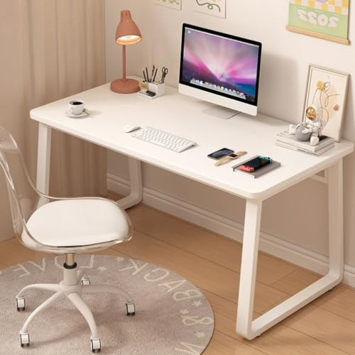 XUEGW Scrivania Moderna per Computer Stile Semplice, Tavolo da Studio, Scrivania, Tavolo PC per Ufficio Casa, Camera da Letto (Bianco, 120x60cm)