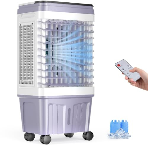 Swamp Cooler, aire acondicionado portátil 2500 CFM, enfriador de aire evaporativo con tanque de agua de 6.87 galones, 3 velocidades y 4 modos, oscilación de 120°, enfriador de aire con temporizador de