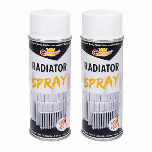 SolaDirect 2 x 400 mL White Heat-Resistant Enamel Spray Paint Up to 80°C - Metal Paint for Radiators, Central Heating Pipes, Boilers, Hot Water Tanks - for Steel, Aluminium, Cast Iron, Copper Alloys