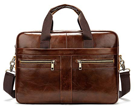 FANDARE Homme Mallette Laptop Sacs bandoulière Sacs Business Homme Cuir Sac à Main Imperméable Sac de Messager Crossbody Bag Marron