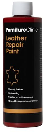 Furniture Clinic Lederreparatur-Farbe & Farbauffrischung | Selbstversiegelnder Lederfarbstoff für schnelle + einfache Ledersanierung | Ledersofas, Autositze, Lederschuhe (Rot, 250ml)