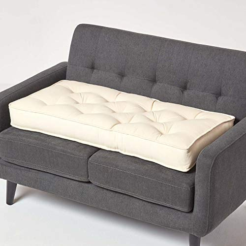 Homescapes Cuscino lungo color crema, 100 x 48 cm, spessore cuscino imbottito per divano con rivestimento in cotone
