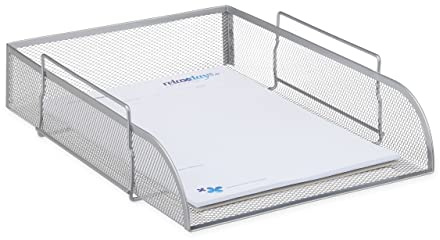 Relaxdays stapelbare Dokumentenablage 2er Set, silber | Büro Briefablage aus Metall für DIN A4, Schreibtischablage BxT 26x33,5 cm