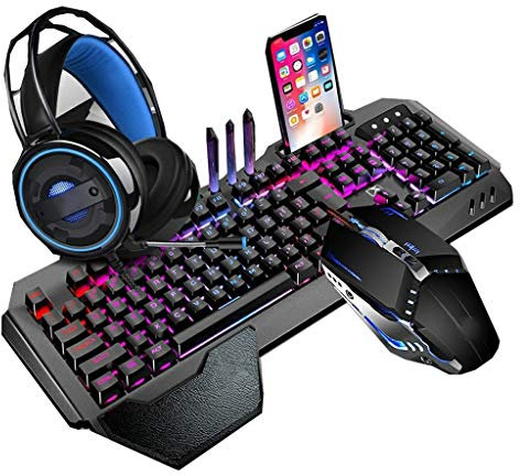 ARCH Tastiera Gaming,Tastiera Mouse Cuffia Kit, Gioco Tastiera E Mouse, Tastiera Meccanica USB for Windows, Portatile Desktop Computer Desktop PC (Color : Keyboard Mouse Headset)