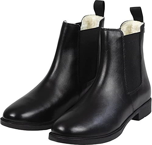 Lazura - Jodhpur Winter Reitstiefeletten Basic Plus | Kinder Stiefeletten | mit Fleece-Futter & Pull-On | schwarze Chelsea Boots aus Leder | Reitschuhe für Jungen & Mädchen | Größe 29