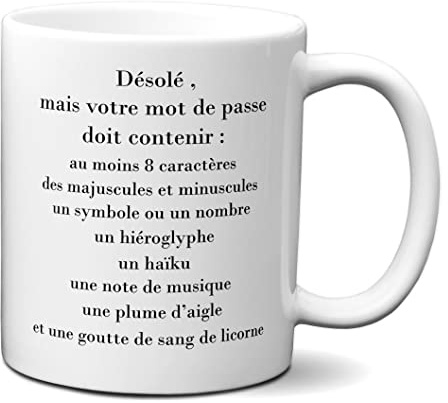 L'Esprit Des Anges Tasse Mug Cadeau Humour - Mot de Passe - Amusant Dôle Rigolo Collègue Travail Anniversaire