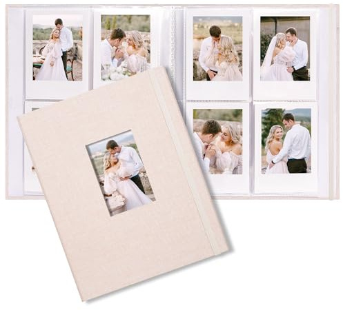 Vienrose Mini Polaroid Photo Album Book 208 Photos 2x3 Inch Pictures for Fujifilm Instax Mini 7s 8 9 11 25 26 40 50s 90 Evo Z2300 Instant Camera, Polaroid Snap Beige 1 Pack