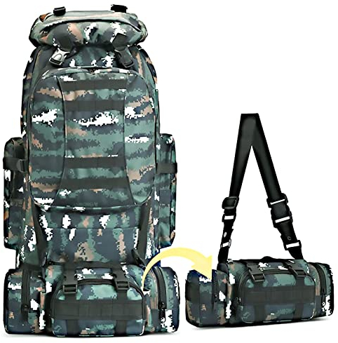 Kabxhueo 100 Liter Wasserdichter 2 in 1 Rucksack für Herren - Großer Wanderrucksack, Reiserucksack & Trekkingrucksack für Camping, Travel & Wandern | Taktischer Survival Backpack