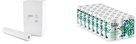 Funny Abdeckrollen aus Zellstoff 2-lagig, hochweiss, 59 cm, 1er Pack (1 x 9 Stück) & Amazon-Marke: Presto! TAD Küchenrollen, extra saugstark, 32 Rollen (32 x 51 2-lagige Blätter)