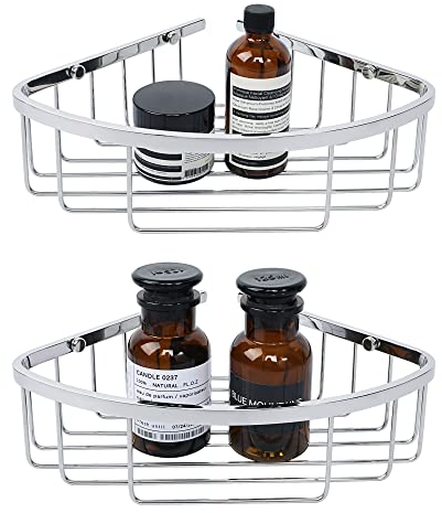 SAYAYO 2 Pack Corner Shower Caddy Shower Basket Organiser SUS304 Stainless Steel Chromed Corner Shelf Storage Wall Mounted for Bathroom Kitchen