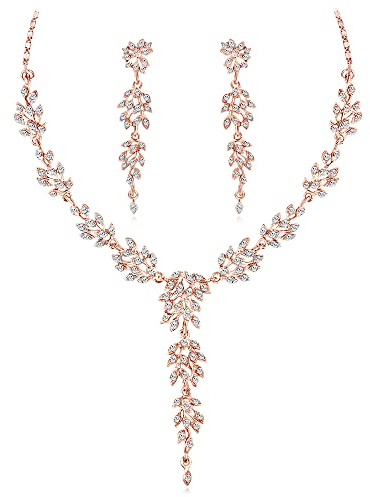 Cangall Braut Schmuckset für Damen, Strass Kristall Hochzeit Schmuckset, Glitzernde Halskette Anhänger Ohrringe Set, Braut Brautjungfer Schmuck Sets für Frauen Mädchen zur Hochzeit Verlobung Prom