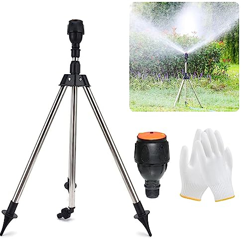 Rotierend Stativ Sprinkler, Rotating Tripod Sprinkler, Garten Rasensprenger 360 Grad Drehung, Regner Stativ, Rotary Stativregner, Rasensprenger Große Flächen für Garten, Rasen, Hof