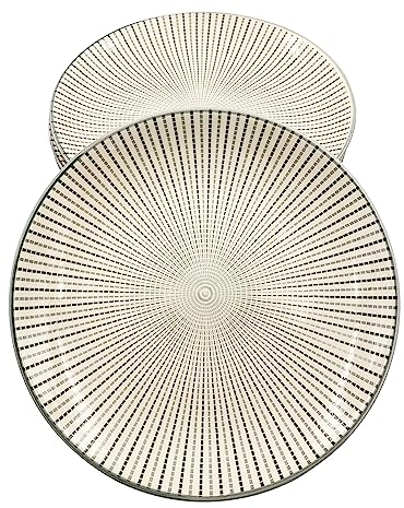 VAJILLA MORDERNA CALIDAD 6 PERSONAS - 6 PLATOS LLANOS 27 CMS (RAYAS GRISES 6 PLATOS)