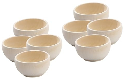 UPKOCH Juego De 8 Cuencos De Madera En Miniatura Para Bricolaje, DecoracióN Y Manualidades, Tazones De Madera Sin Terminar Para Proyectos Creativos, Accesorios Decorativos PequeñOs