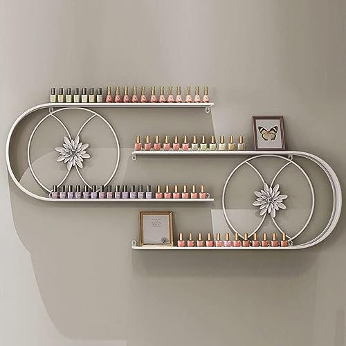 Yesbon Nagellackregal Wandregal, U-Form Nagellack Aufbewahrung Ständer, Nagellackständer Metall Organizer Wandregal Parfüm Regal Für Nagelstudios,Weiß,2 Piece Set