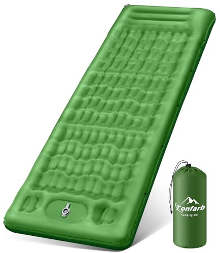 Tonfarb Isomatte Camping, 12CM Verdicktes Aufblasbare Matratze mit Fußpresse Pumpe, Ultraleicht Wasserdicht Luftmatratze Outdoor, Anti-Ripstop Schlafmatte für Wandern und Strand