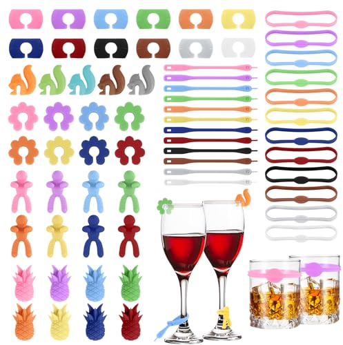 Hoiloie 65 Pièces Marque-Verre Vin, Champagne, Cocktail, Martini - Décoration Fête Bar