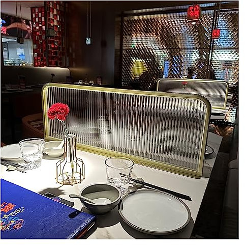 IBOWZ Trennwände für Essbereiche, Trennwand aus gestreiftem Glas für Restaurants, Trennwand für Hot Pot-Arbeitsplatten in Hotels mit halbhohem Abstand und niedrigem Zaun