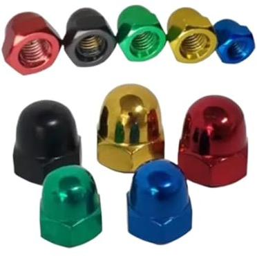 2-5 uds tuerca ciega de bellota M6 M8 M10 M12 de acero con colorido rojo azul dorado negro verde tapas decorativas for tuercas(Gloden colour,M10 2pcs)