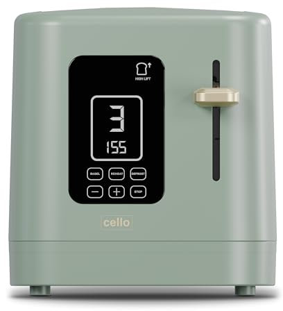800W 2 Slice Sage Green Toaster with Detachable Crumb Tray, Digital Control Panel with Countdown Timer, 7 Browning Levels, Auto Stop, High Lift, 2 Slice Toaster with Wide Slot for All Types of Slices