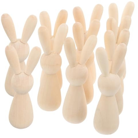 PHENOFICE 12stücke Teiliges Unlackierte Holzkaninchen-dekorationen Bastelset Für Ostern Mini Holz Hasenfiguren Für Kreative Raumgestaltung Für Bastelprojekte