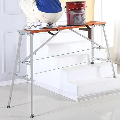 Plataforma de Trabajo de Aluminio, Altura Ajustable Scalera de Acero de Aleación Plegable, Andamios para Trabajar para Cocina Baño Camping y Más(120 x 27 cm)