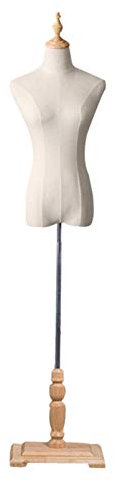 CNBYDK Schneiderpuppe, weibliche Schneiderpuppe, Torso, Kleiderbüste, Schneiderbüste mit Stativständer, 2 Farben, Holz, B-Mittelgroß