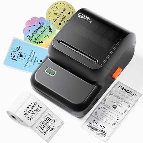 Omezizy Etikettendrucker Selbstklebend, M100 Bluetooth Label Drucker Thermo Label Printer Etikettendrucker für Adresse, Barcode, Einzelhandel, Kleinunternehmen, Haushalt, Schule