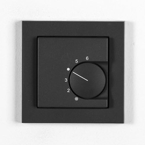 Ritzer Raumthermostat für Gira E2 anthrazit mit 1-Fach Rahmen, Raumtemperaturregler Fußbodenheizung