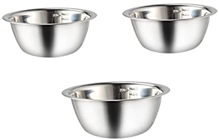 DECHOUS 2 Set Ciotola di Cottura Graduata Formaggiera Ciotole Antipasti Piastra Rotonda Contenitori per Pasta Ciotole di Condimento Ciotola con Calibrato Acciaio Inossidabile 3 Pezzi * 2