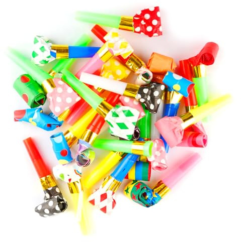 Bojueshaw 25PCS Colorful Party Horn Roll – Fun Celebration Accessory for Cheerleading, Birthday Parties, and Festive Gatherings – Ideal for Parties and Special Occasions