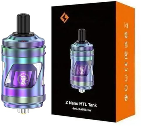 Tanque Z Nano MTL Atomizador 4 ML Gee-'kvape B MTL Coil 0,8 Ω/1,2 Ω (Arcoíris) conexión universal 510 [No compatible con B Coils] Vaporizador cigarrillo electrónico original - No Nicotine