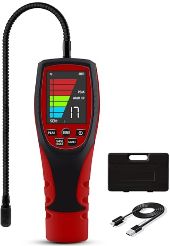 ALD-200 PRO 2-in-1 Combustible & Refrigerant Gas Leak Detector, HVAC Leak Detector with Audible & Visual Alarm, 16-Inch Flexible Probe, Large 2.6 Display, Detects R32, R290, R134a, R1234yf
